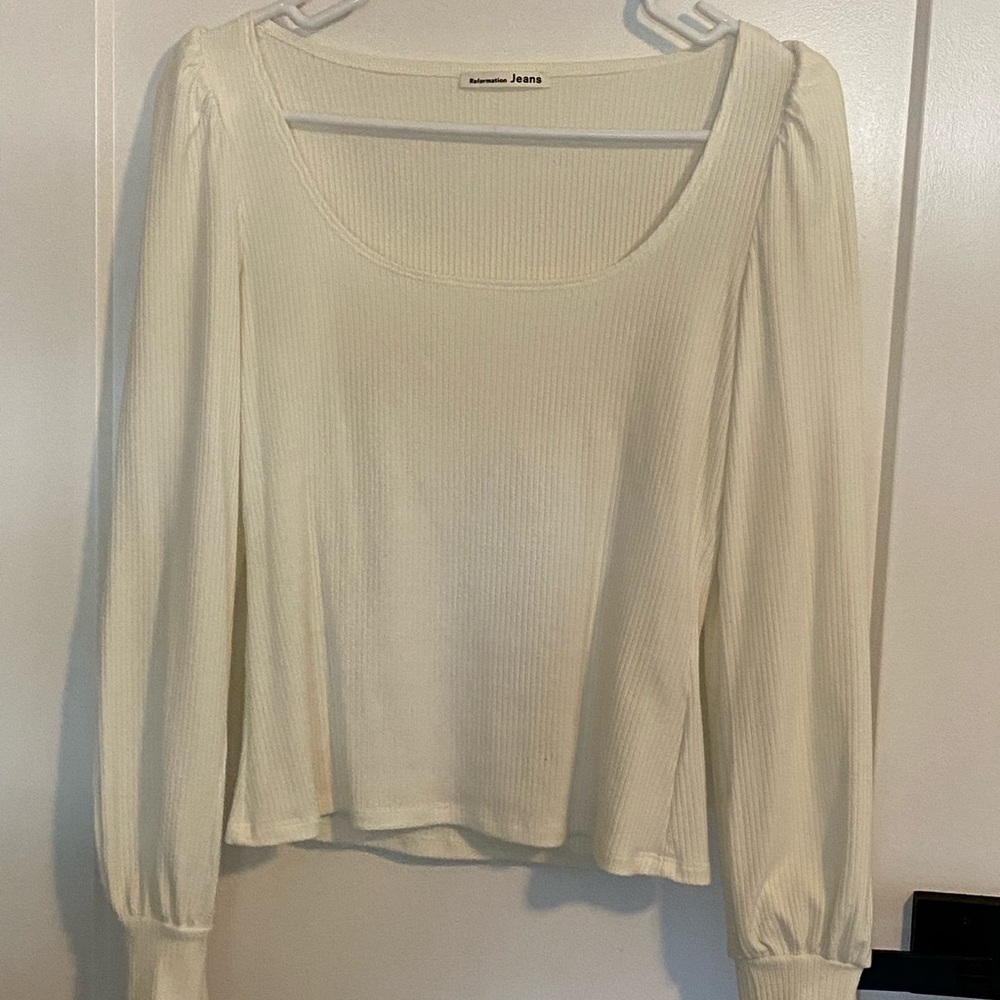 Reformation Ivory Puff Shoulder Top M